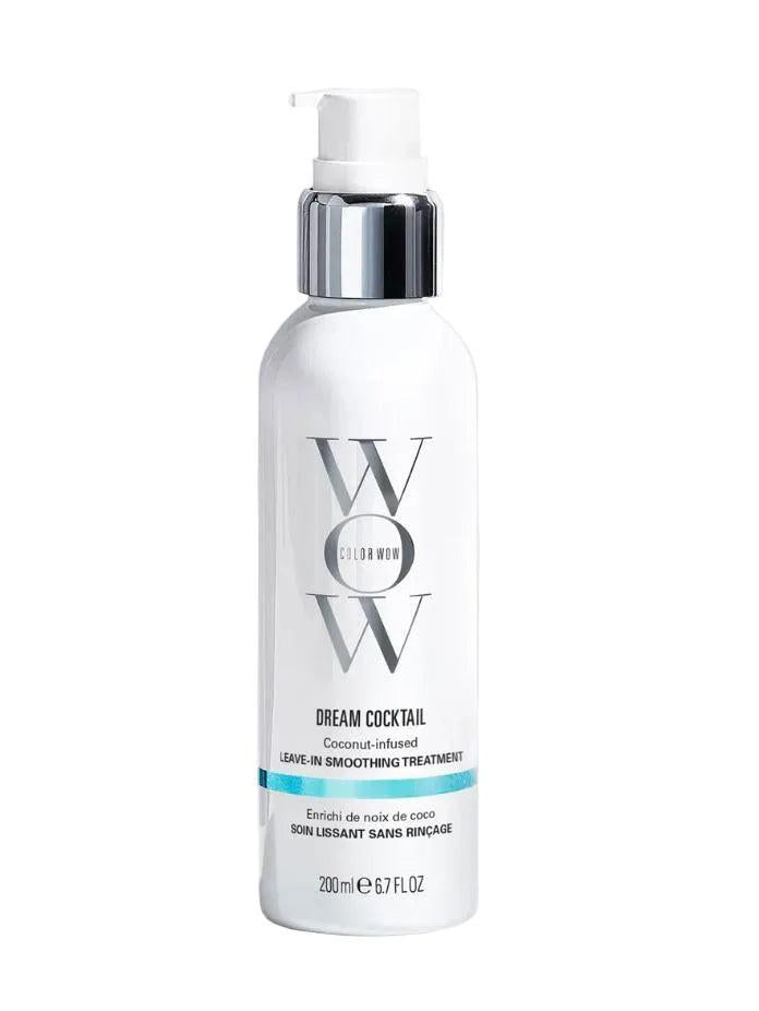 White Color Wow Dream Cocktail Coconut Leave-In bottle with silver pump, 200ml, against a light background.