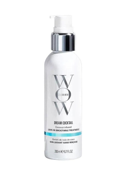 White Color Wow Dream Cocktail Coconut Leave-In bottle with silver pump, 200ml, against a light background.