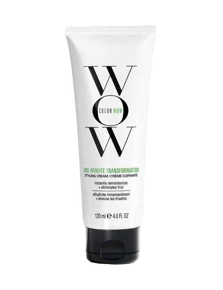 White Color Wow One-Minute Transformation Styling Cream tube with black cap, 120ml.