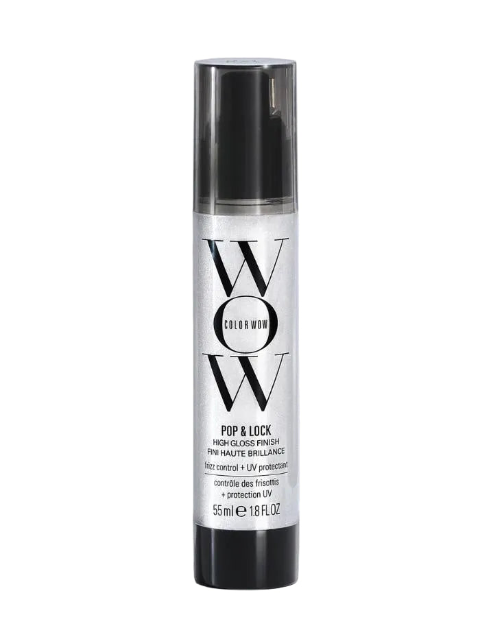 Silver Color Wow Pop & Lock serum bottle with black pump top and logo, 55ml.