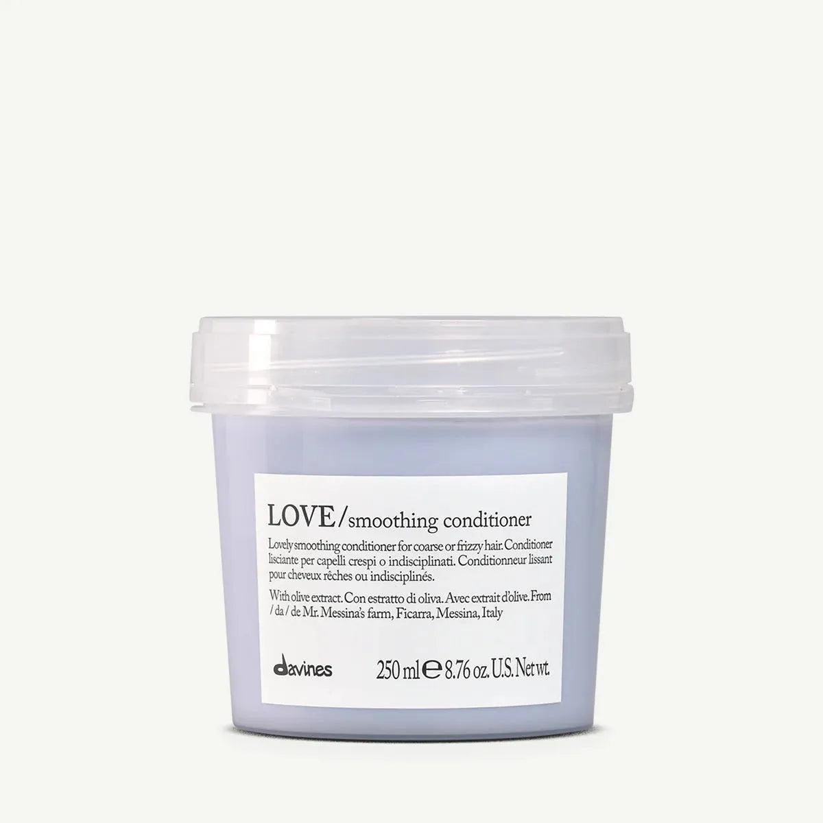 Davines LOVE Smooth Conditioner in a light purple 250ml tub with a clear lid.