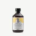 Davines NaturalTech Purifying Dandruff Shampoo, 250ml dark amber bottle with black cap and yellow label featuring a mountain graphic.