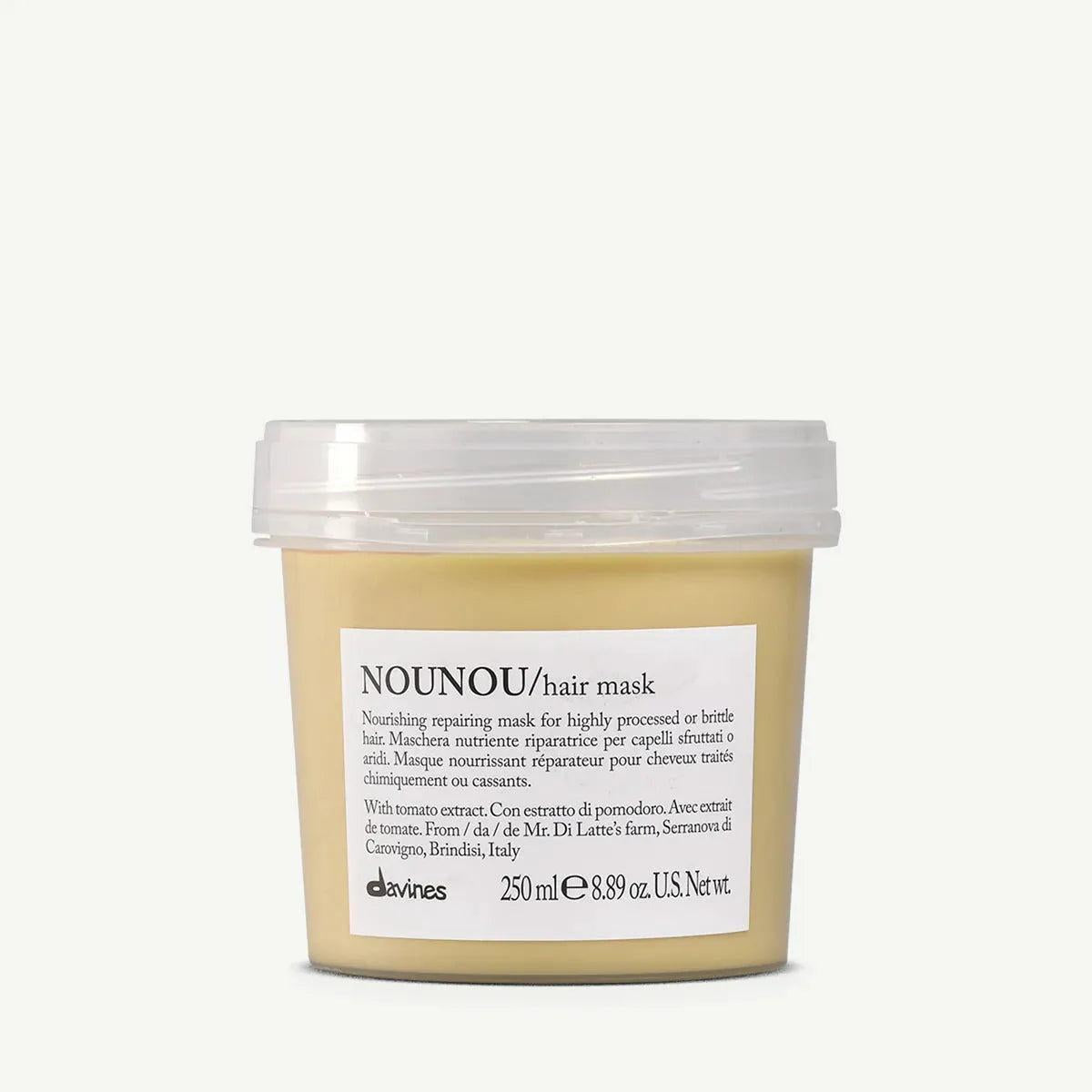 Davines NOU NOU Hair Mask, 250ml, in a light yellow tub with a clear lid.