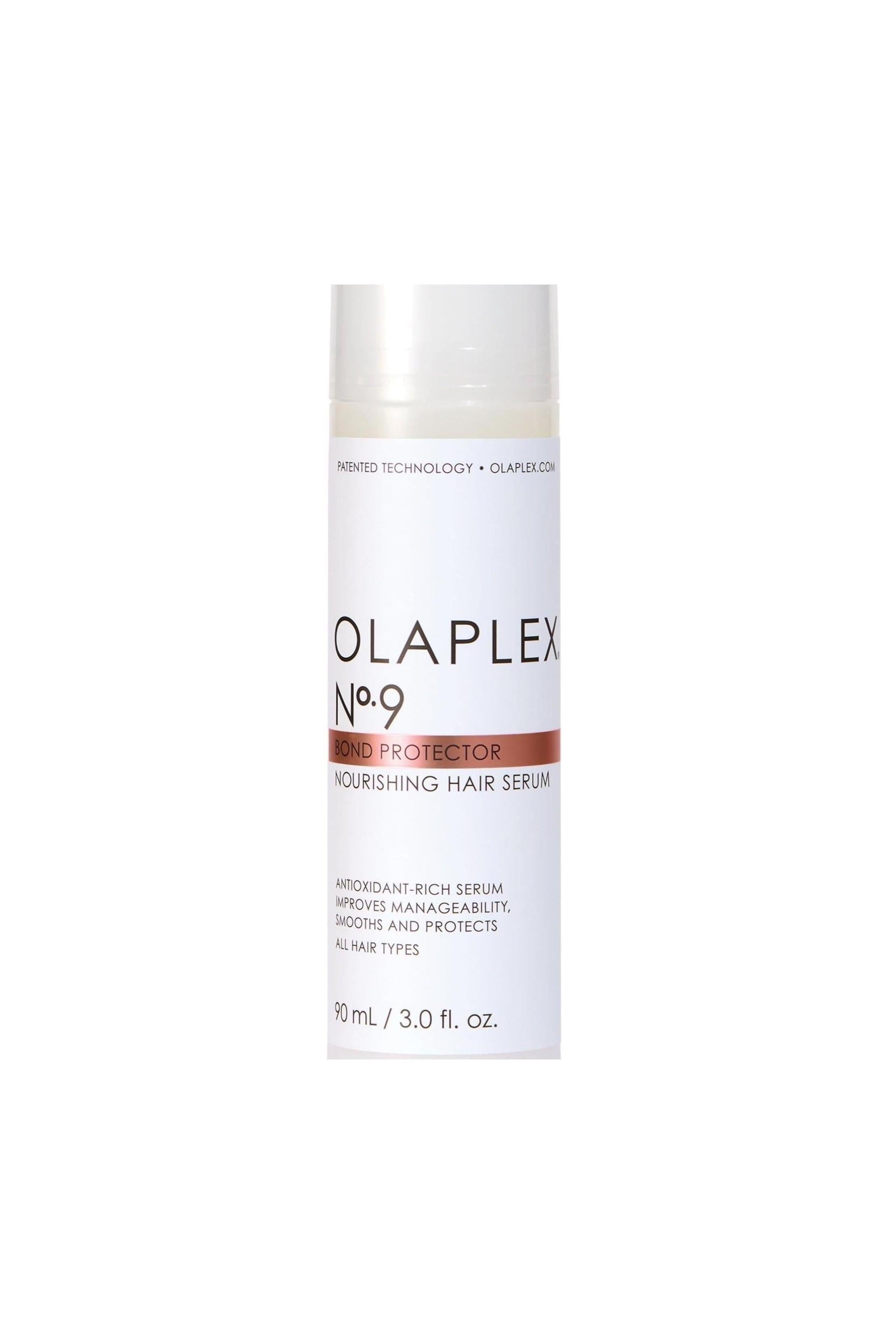 White OLAPLEX No. 9 Bond Protector Nourishing Hair Serum bottle, 90ml, with copper accent.