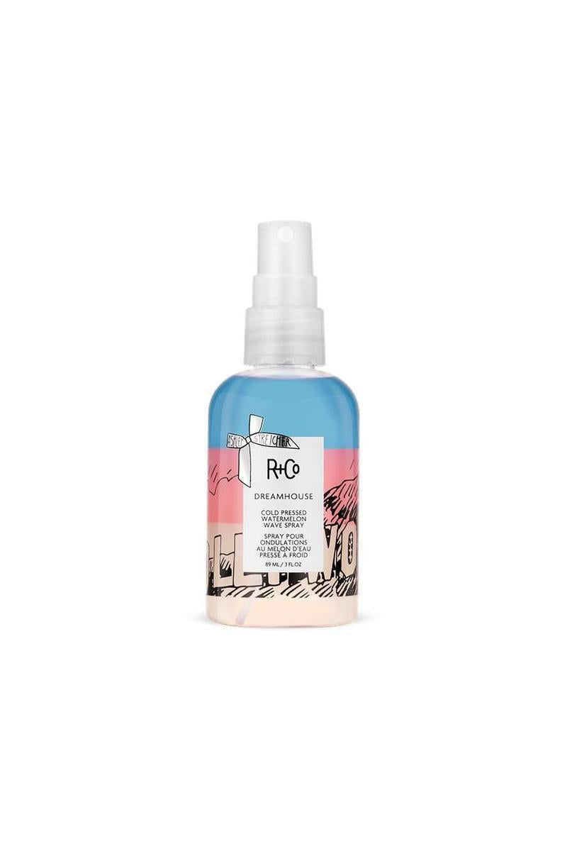 R+Co Dreamhouse Watermelon Wave Spray, 3 fl.oz bottle with blue, pink, and white label.