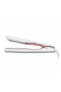 White T3 Lucea ID 1" flat iron with rose gold accents and a smart touch interface.