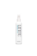 White 8oz Unite 7SECONDS Detangler spray bottle with blue and gray text.