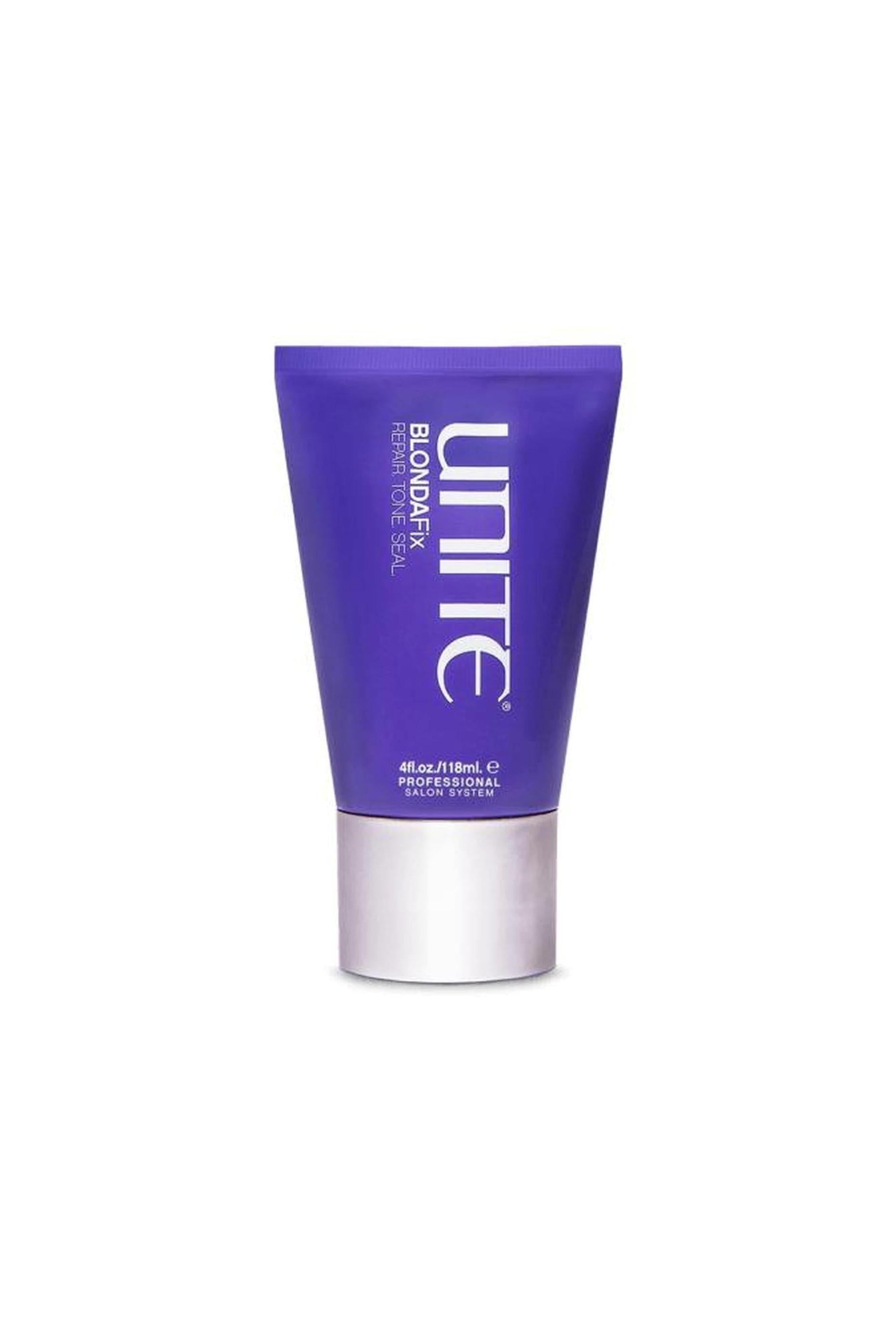 Unite BLONDA Fix 4oz purple tube with a silver cap, featuring white text.