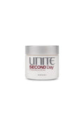 White Unite Second Day Finishing Cream jar with silver lid, 2 oz/57g.